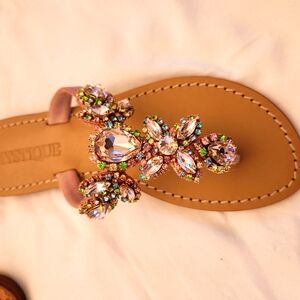 Mystique Boutique Pink Jeweled Sandals